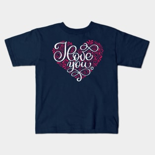 I love you Typography Heart Kids T-Shirt